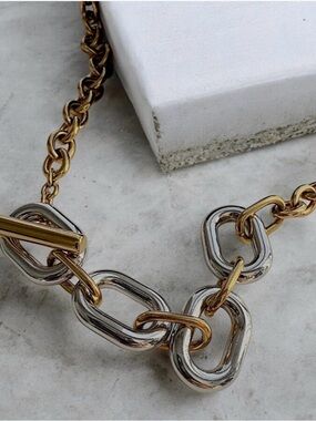 Two-Tone Paperclip Chain Necklace NWT